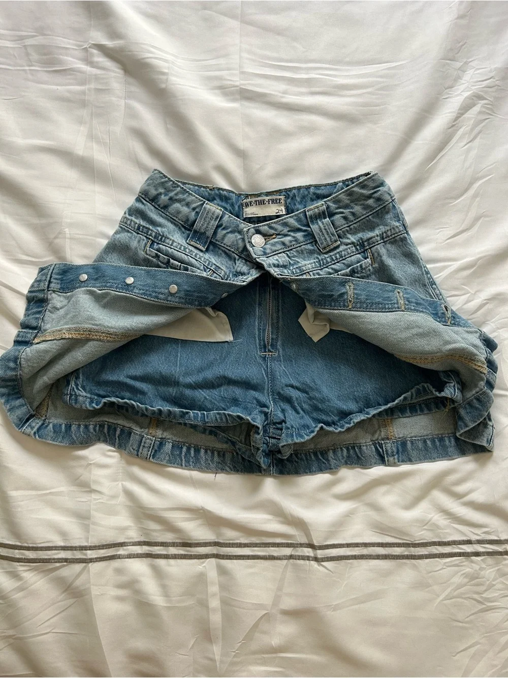 Free People Light Blue Denim Skort